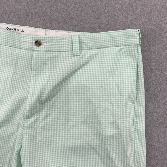 Oak Hill Classic Seersucker Shorts Mens Size 48 Green Gingham Plaid Inseam 9" - Picture 2 of 16